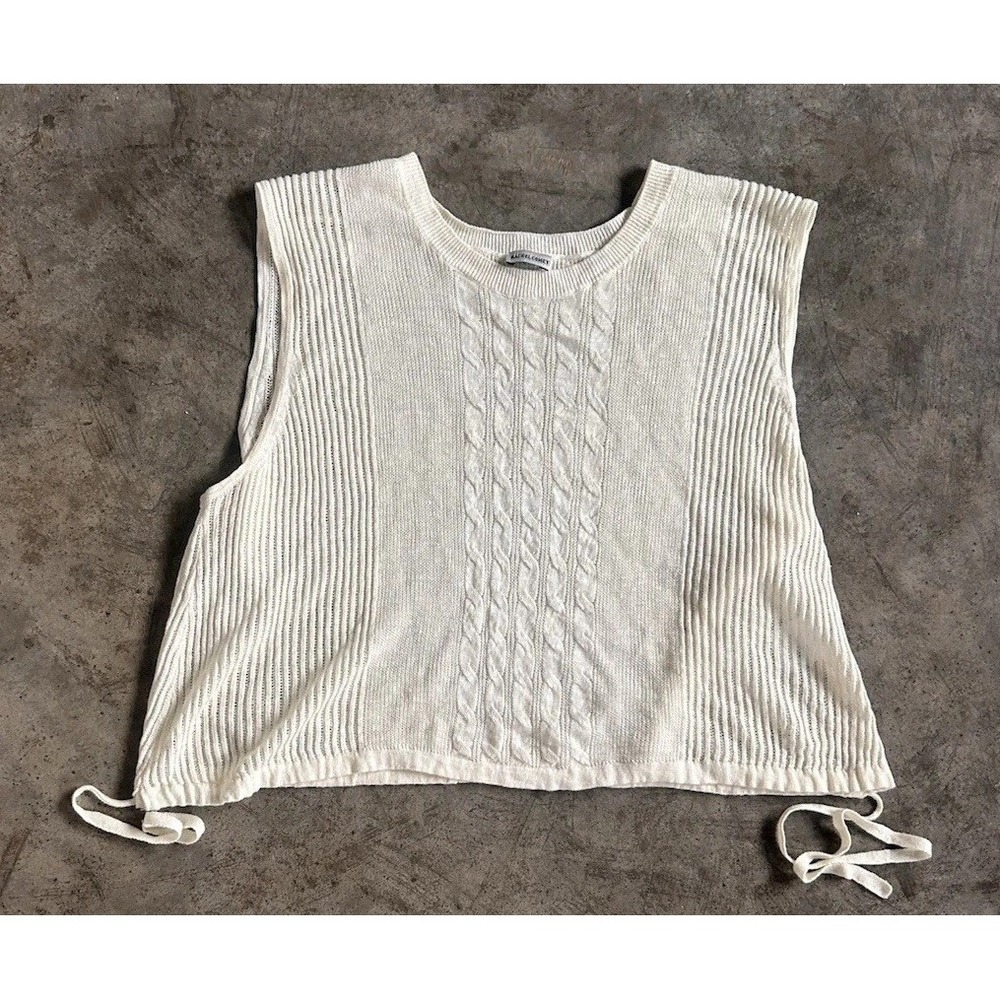 Rachel Comey  Knit Sweater Vest Linen Ivory XS Art Drawstring